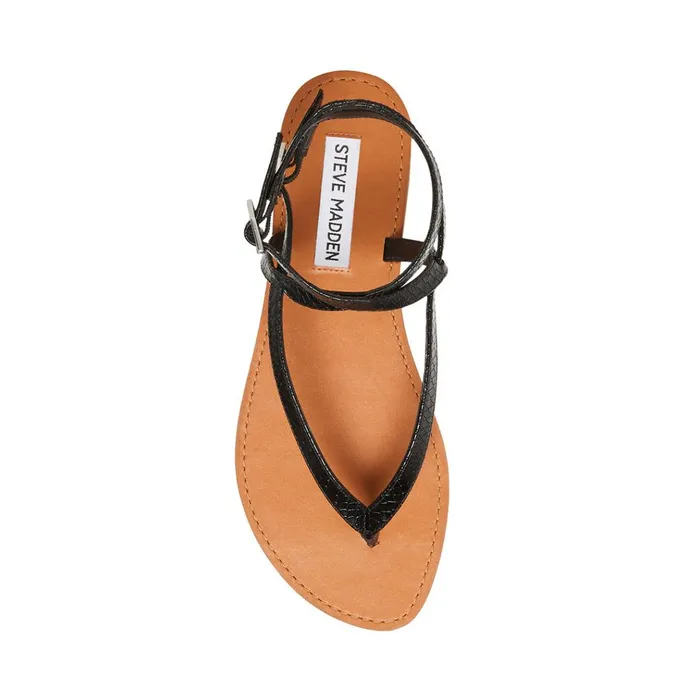 Womens Frannie Black Snake Steve Madden Sandals