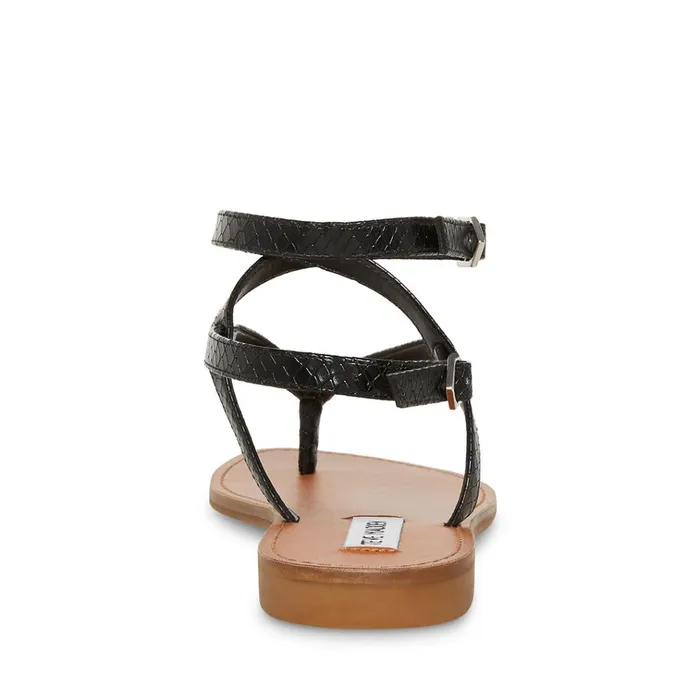 Womens Frannie Black Snake Steve Madden Sandals