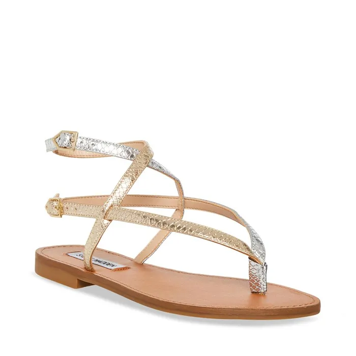 Womens Frannie Gold Snake Steve Madden Sandals