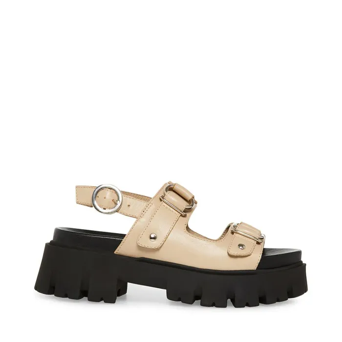 Womens Garrick Khaki Leather Steve Madden Sandals