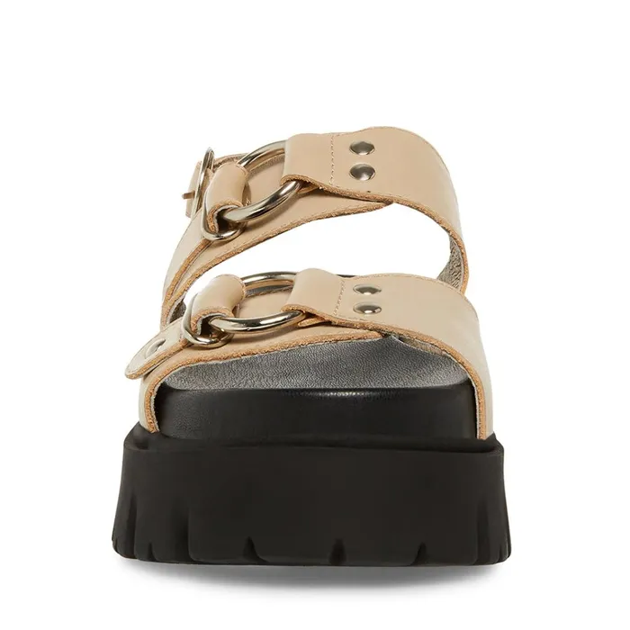 Womens Garrick Khaki Leather Steve Madden Sandals