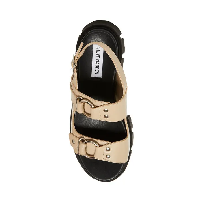 Womens Garrick Khaki Leather Steve Madden Sandals