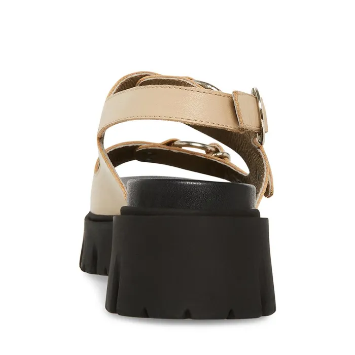 Womens Garrick Khaki Leather Steve Madden Sandals
