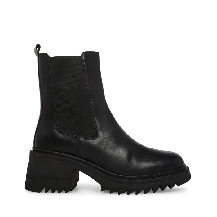 Womens Garth Black Leather Steve Madden Boots and Booties