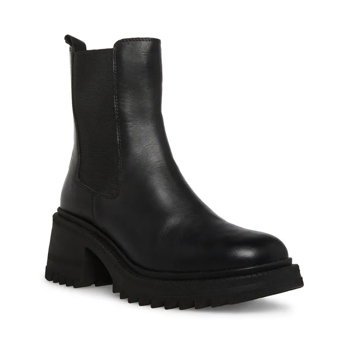 Womens Garth Black Leather Steve Madden Boots and Booties