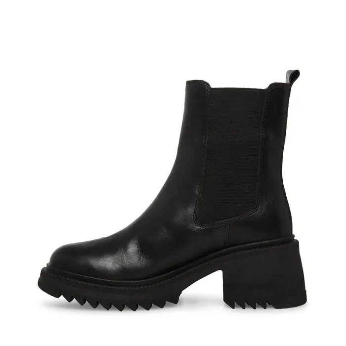 Womens Garth Black Leather Steve Madden Boots and Booties
