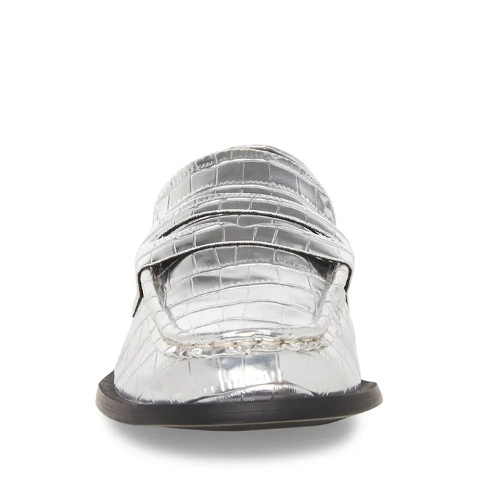 Womens Goodman Silver Crocodile Steve Madden Loafers and Flats