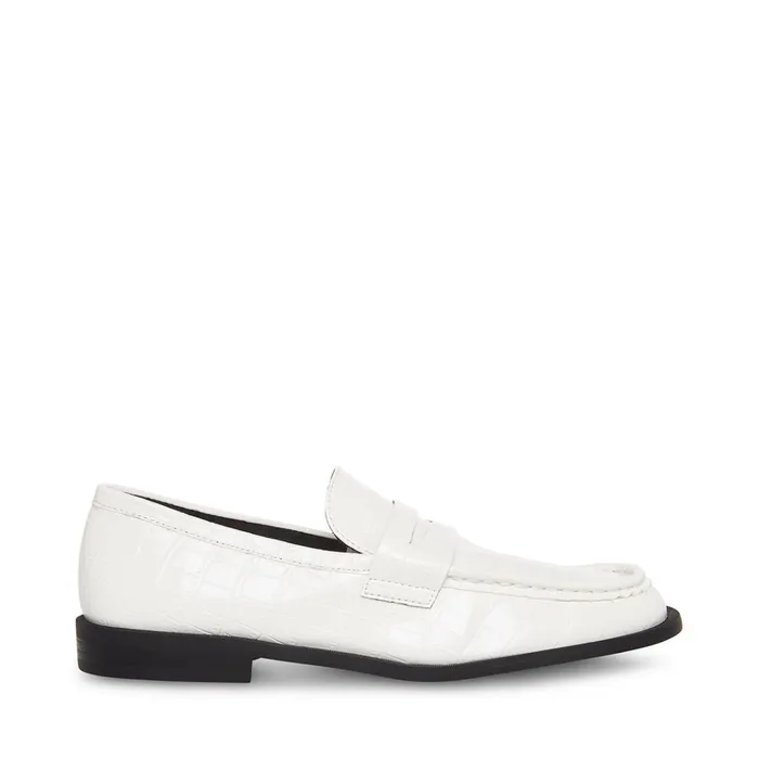 Womens Goodman White Crocodile Steve Madden Loafers and Flats
