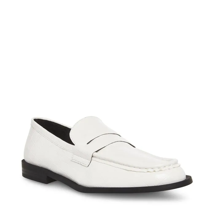 Womens Goodman White Crocodile Steve Madden Loafers and Flats