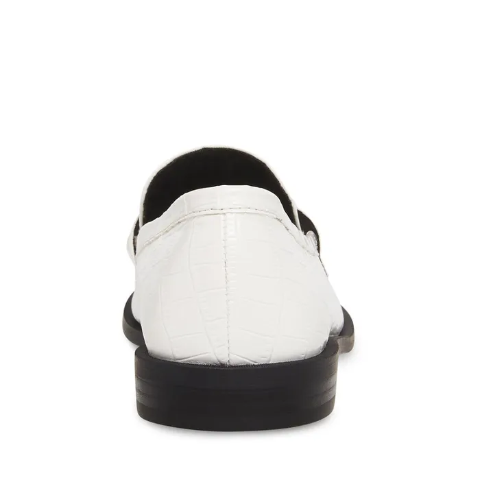 Womens Goodman White Crocodile Steve Madden Loafers and Flats