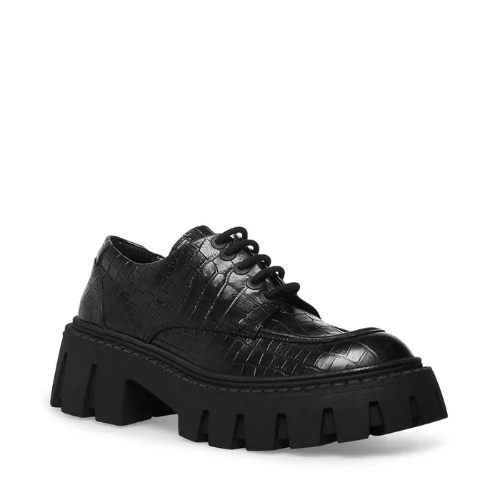 Womens Hadley Black Crocodile Steve Madden Loafers and Flats