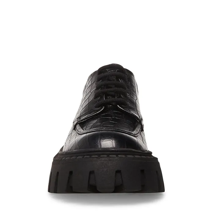 Womens Hadley Black Crocodile Steve Madden Loafers and Flats