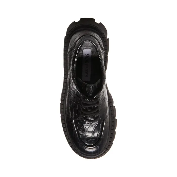 Womens Hadley Black Crocodile Steve Madden Loafers and Flats