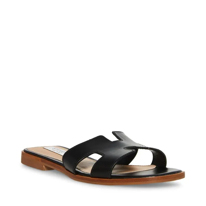 Womens Hadyn Black Leather Steve Madden Sandals