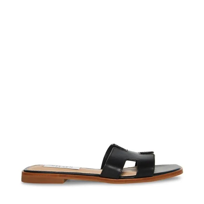 Womens Hadyn Black Leather Steve Madden Sandals