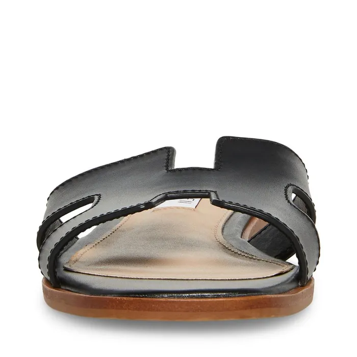 Womens Hadyn Black Leather Steve Madden Sandals