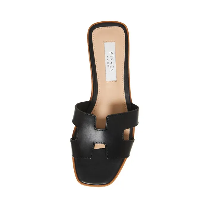 Womens Hadyn Black Leather Steve Madden Sandals