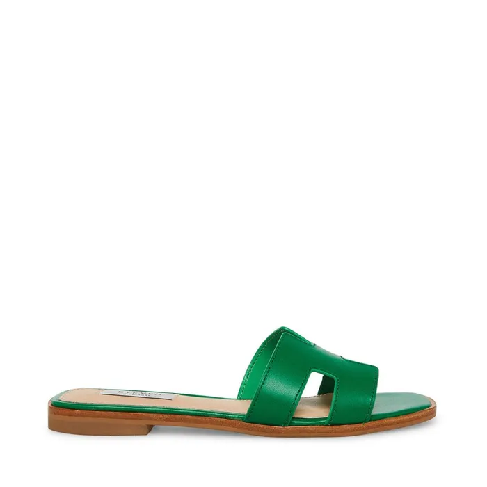 Womens Hadyn Green Leather Steve Madden Sandals