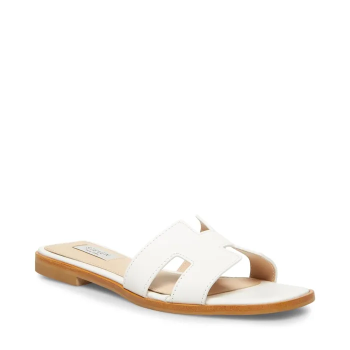 Womens Hadyn White Leather Steve Madden Sandals