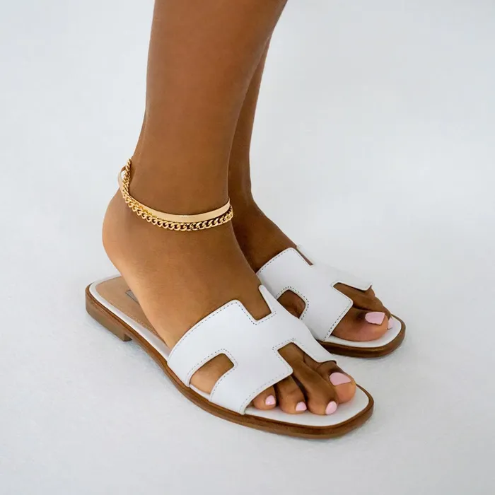 Womens Hadyn White Leather Steve Madden Sandals