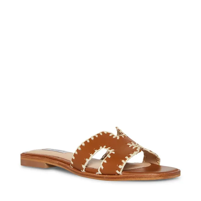Womens Hadyn Woven Cognac Leather Steve Madden Sandals