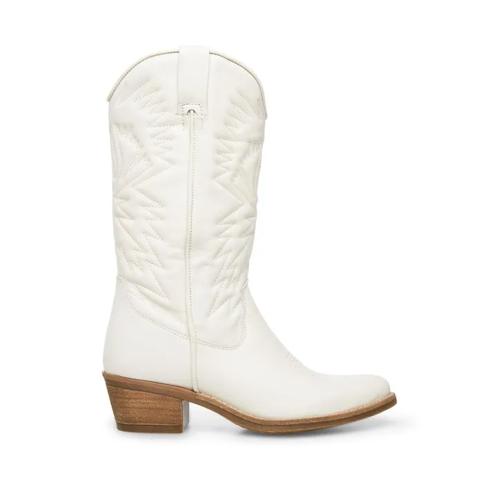 Womens Hayward White Leather Steve Madden Boots and Booties
