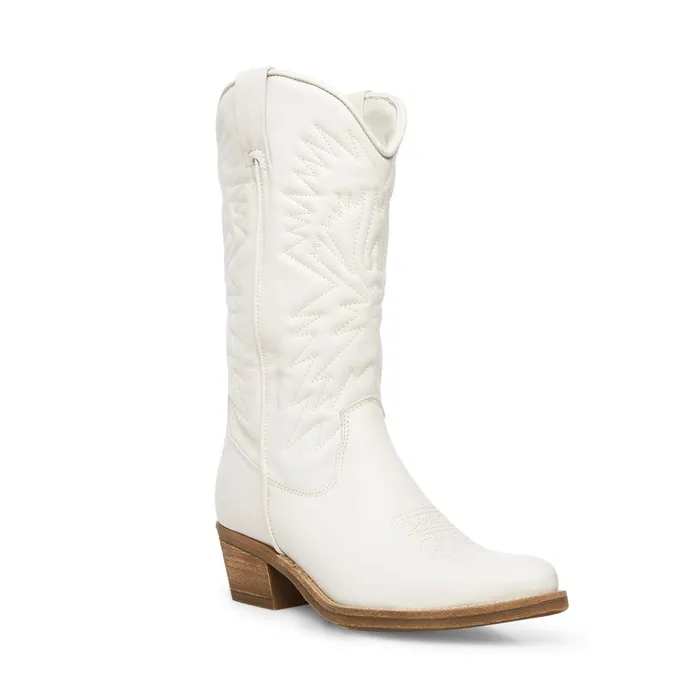 Womens Hayward White Leather Steve Madden Boots and Booties