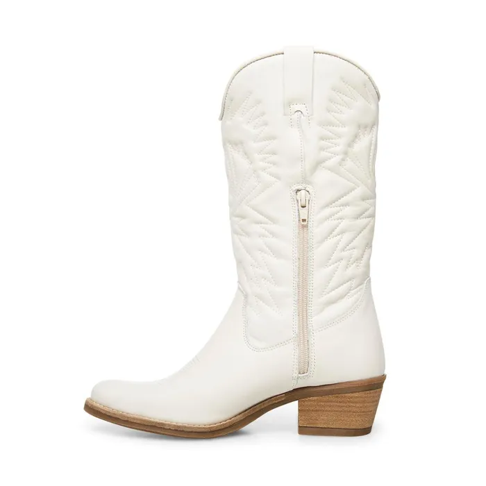 Womens Hayward White Leather Steve Madden Boots and Booties