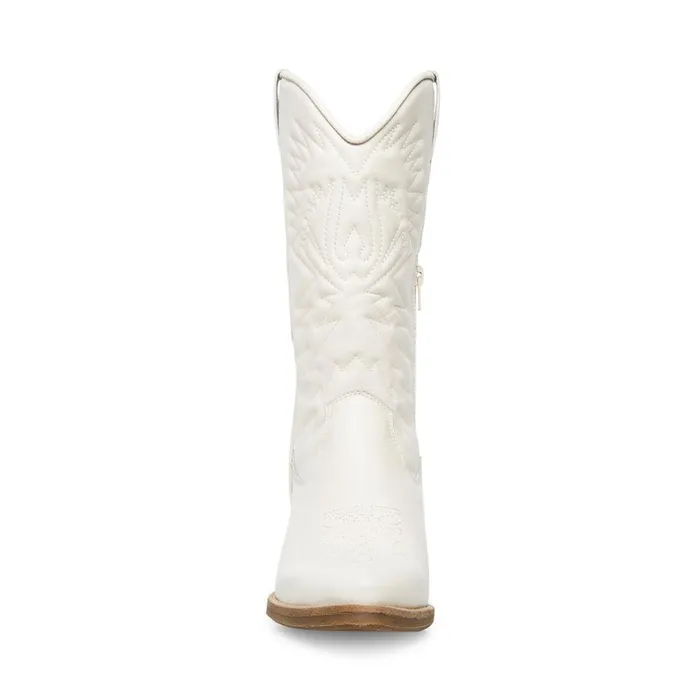 Womens Hayward White Leather Steve Madden Boots and Booties