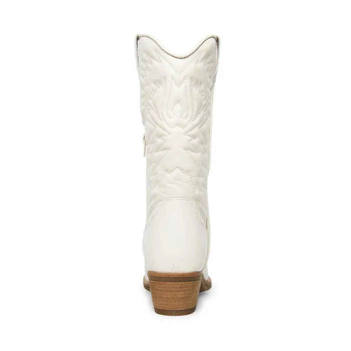 Womens Hayward White Leather Steve Madden Boots and Booties
