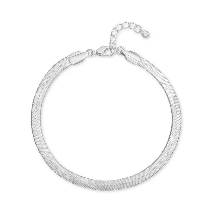 Womens Herringbone Anklet Silver Steve Madden Jewelry