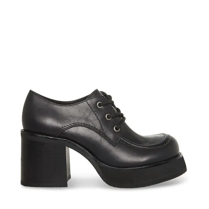 Womens Hollace Black Leather Steve Madden Heels