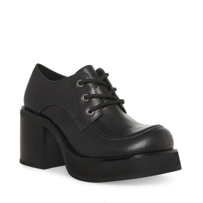 Womens Hollace Black Leather Steve Madden Heels
