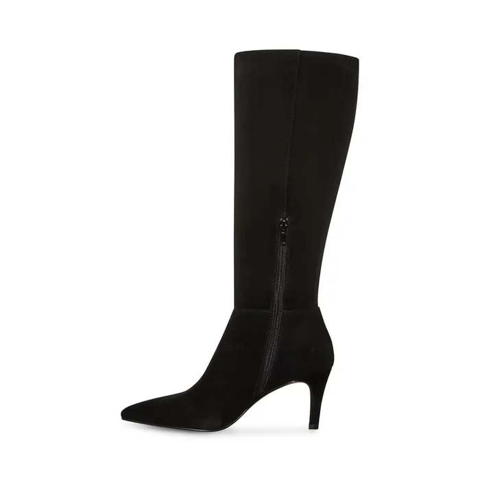 Womens Janae Black Suede Steve Madden Boots and Booties