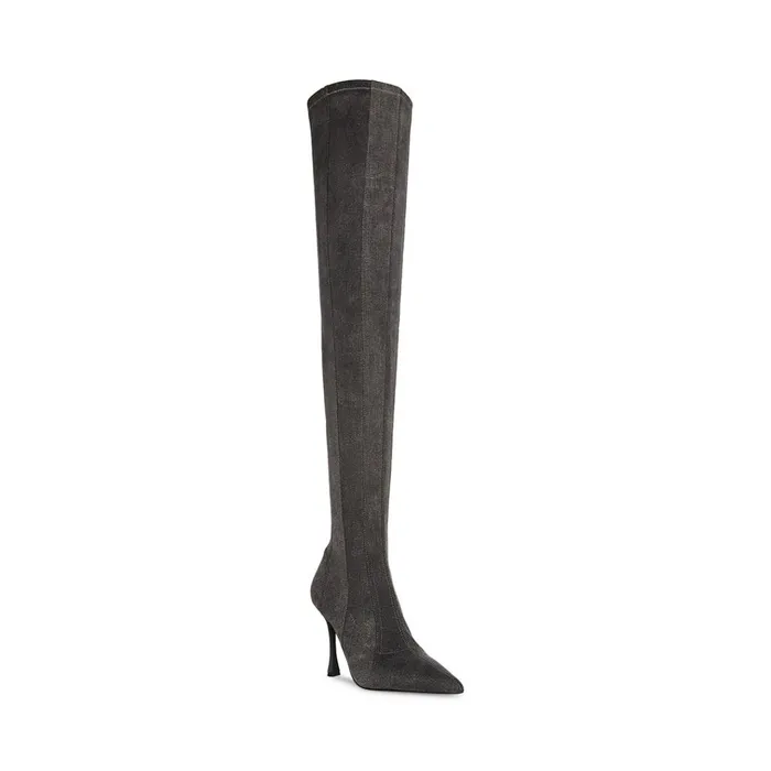 Womens Jazlyn Black Denim Steve Madden Boots and Booties