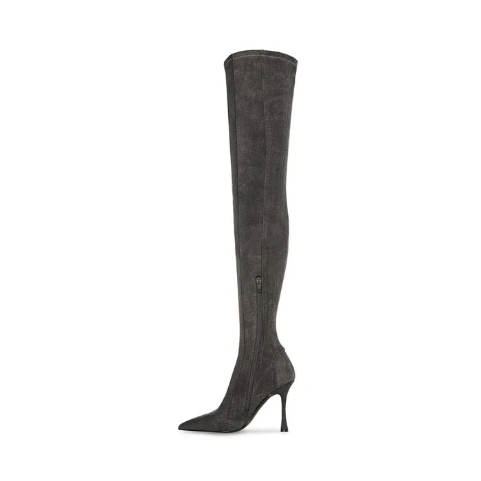 Womens Jazlyn Black Denim Steve Madden Boots and Booties