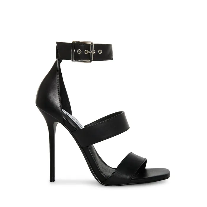 Womens Jelena Black Leather Steve Madden Heels