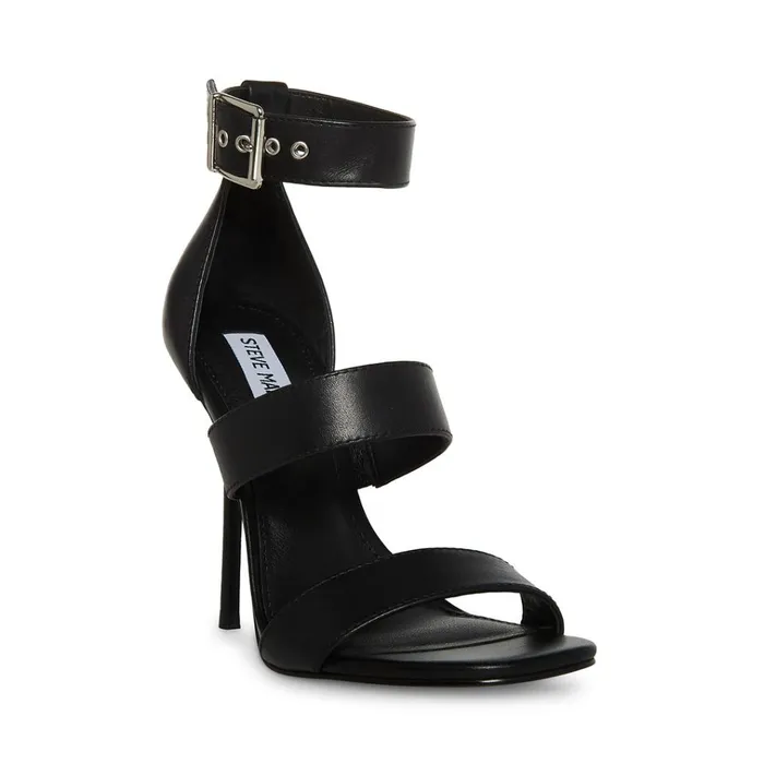 Womens Jelena Black Leather Steve Madden Heels