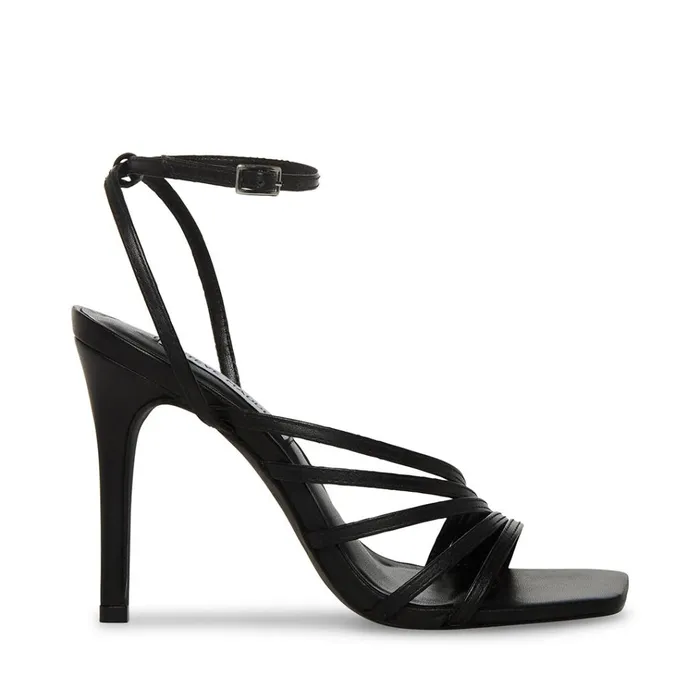 Womens Kamila Black Leather Steve Madden Heels