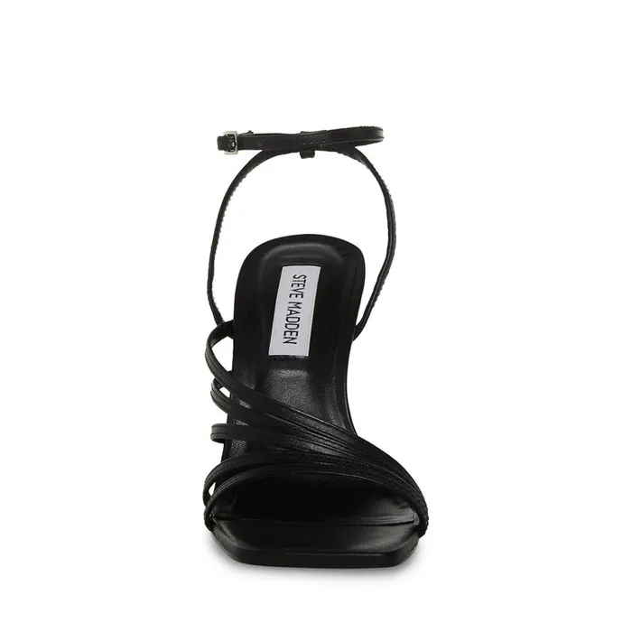 Womens Kamila Black Leather Steve Madden Heels