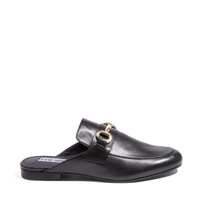 Womens Kandi Black Leather Steve Madden Loafers and Flats