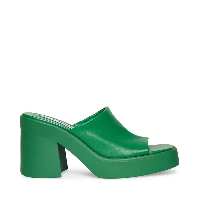 Womens Kane Green Leather Steve Madden Heels