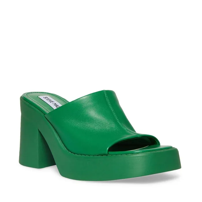 Womens Kane Green Leather Steve Madden Heels