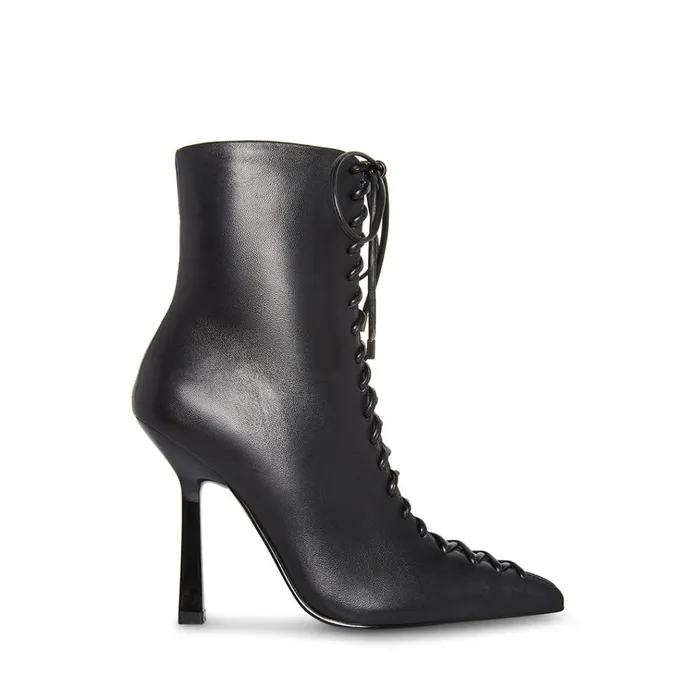 Womens Katari Black Leather Steve Madden Boots and Booties