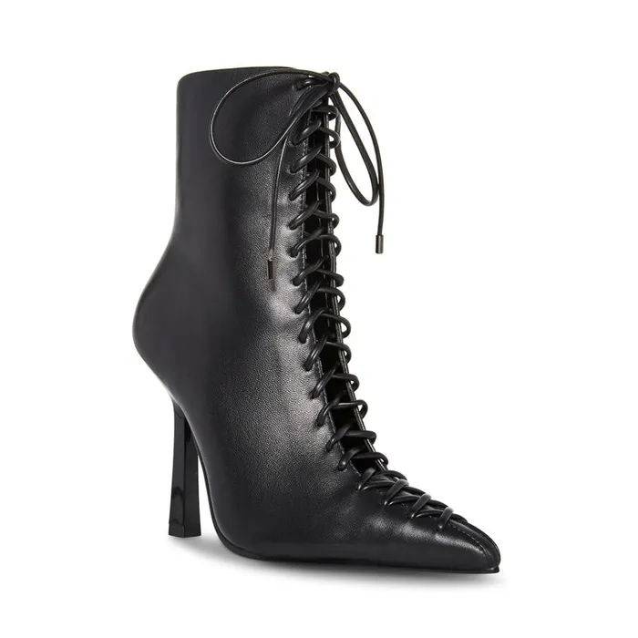 Womens Katari Black Leather Steve Madden Boots and Booties Womens Katari Black Leather Steve Madden Boots and Booties