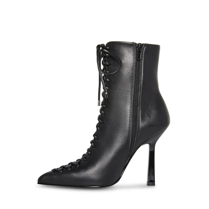 Womens Katari Black Leather Steve Madden Boots and Booties Womens Katari Black Leather Steve Madden Boots and Booties