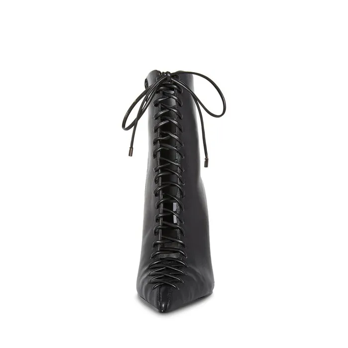 Womens Katari Black Leather Steve Madden Boots and Booties Womens Katari Black Leather Steve Madden Boots and Booties