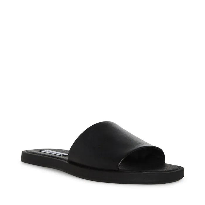 Womens Kaya Black Leather Steve Madden Sandals