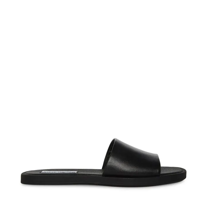 Womens Kaya Black Leather Steve Madden Sandals