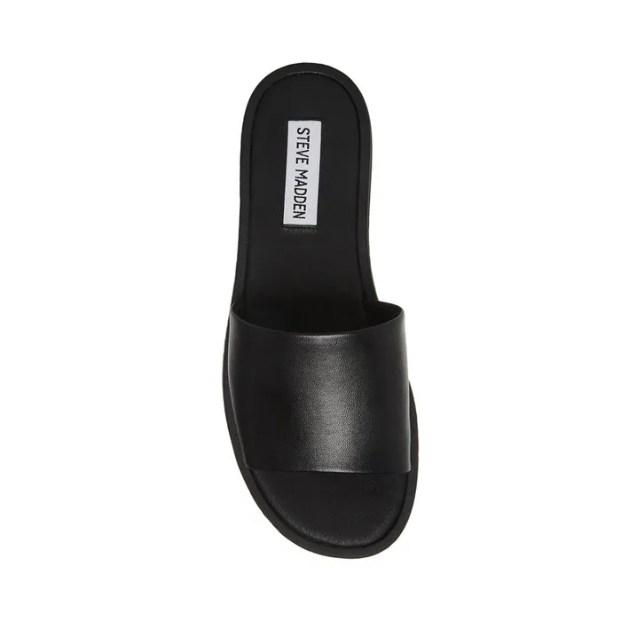 Womens Kaya Black Leather Steve Madden Sandals